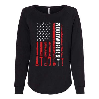 American Flag Woodworker Carpenter Funny Woodworking Womens California Wash Sweatshirt