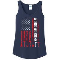 American Flag Woodworker Carpenter Funny Woodworking Ladies Essential Tank