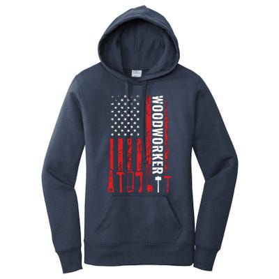 American Flag Woodworker Carpenter Funny Woodworking Women's Pullover Hoodie