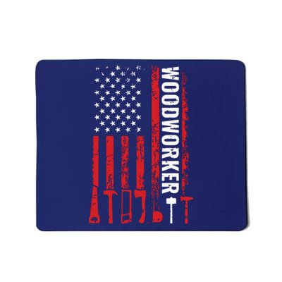 American Flag Woodworker Carpenter Funny Woodworking Mousepad