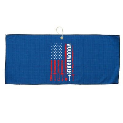 American Flag Woodworker Carpenter Funny Woodworking Large Microfiber Waffle Golf Towel