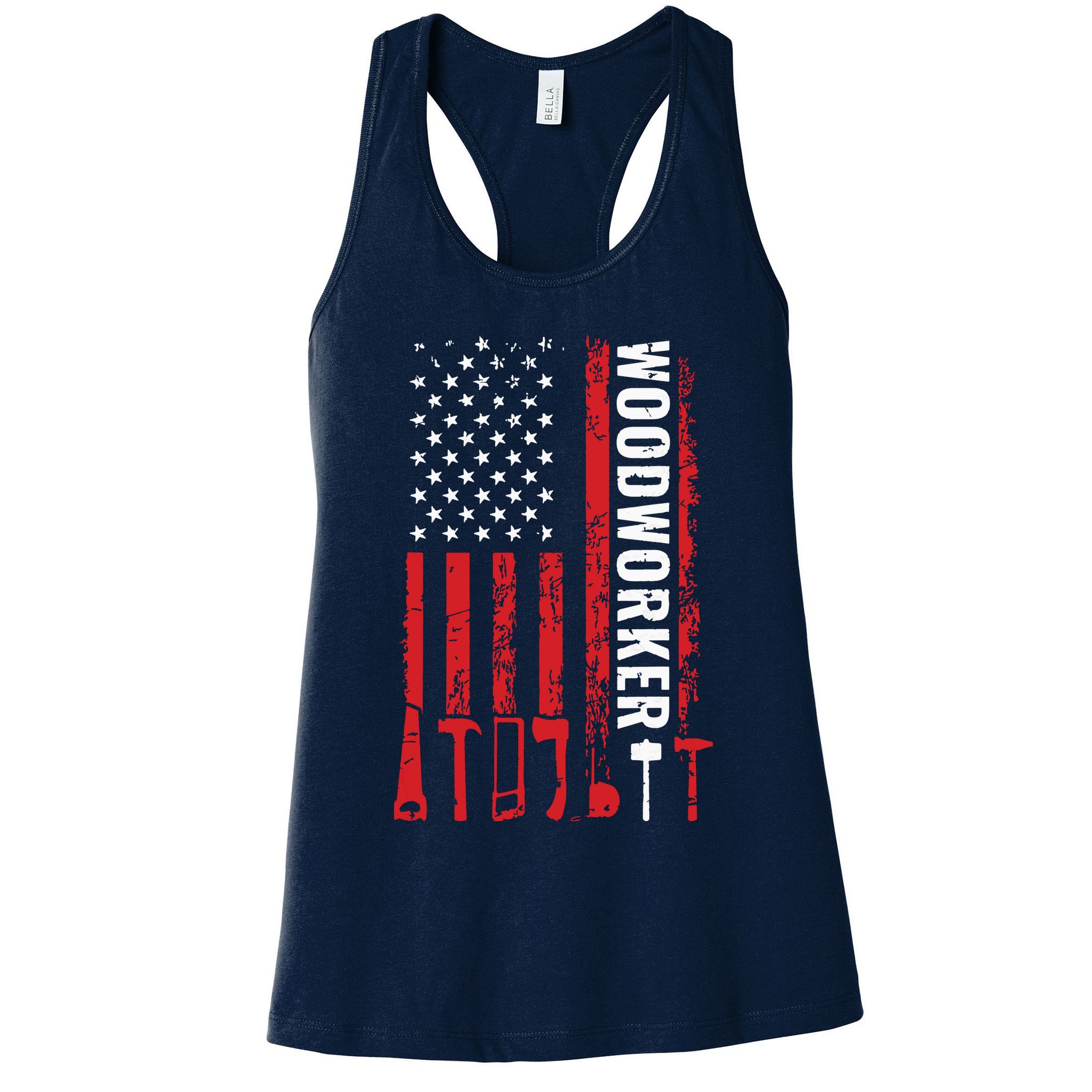American Flag Woodworker Carpenter Funny Woodworking Womens Tank Top