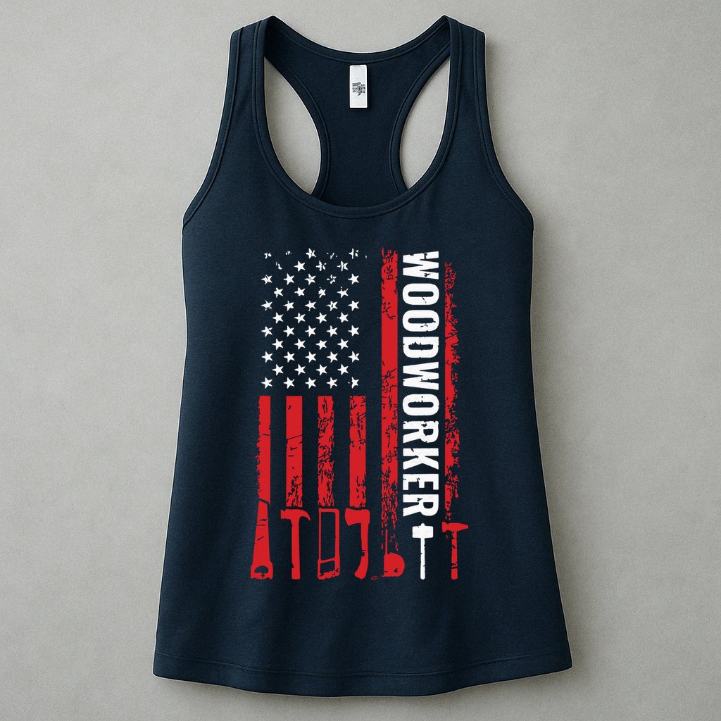 American Flag Woodworker Carpenter Funny Woodworking Womens Tank Top