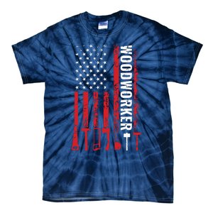 American Flag Woodworker Carpenter Funny Woodworking Tie-Dye T-Shirt