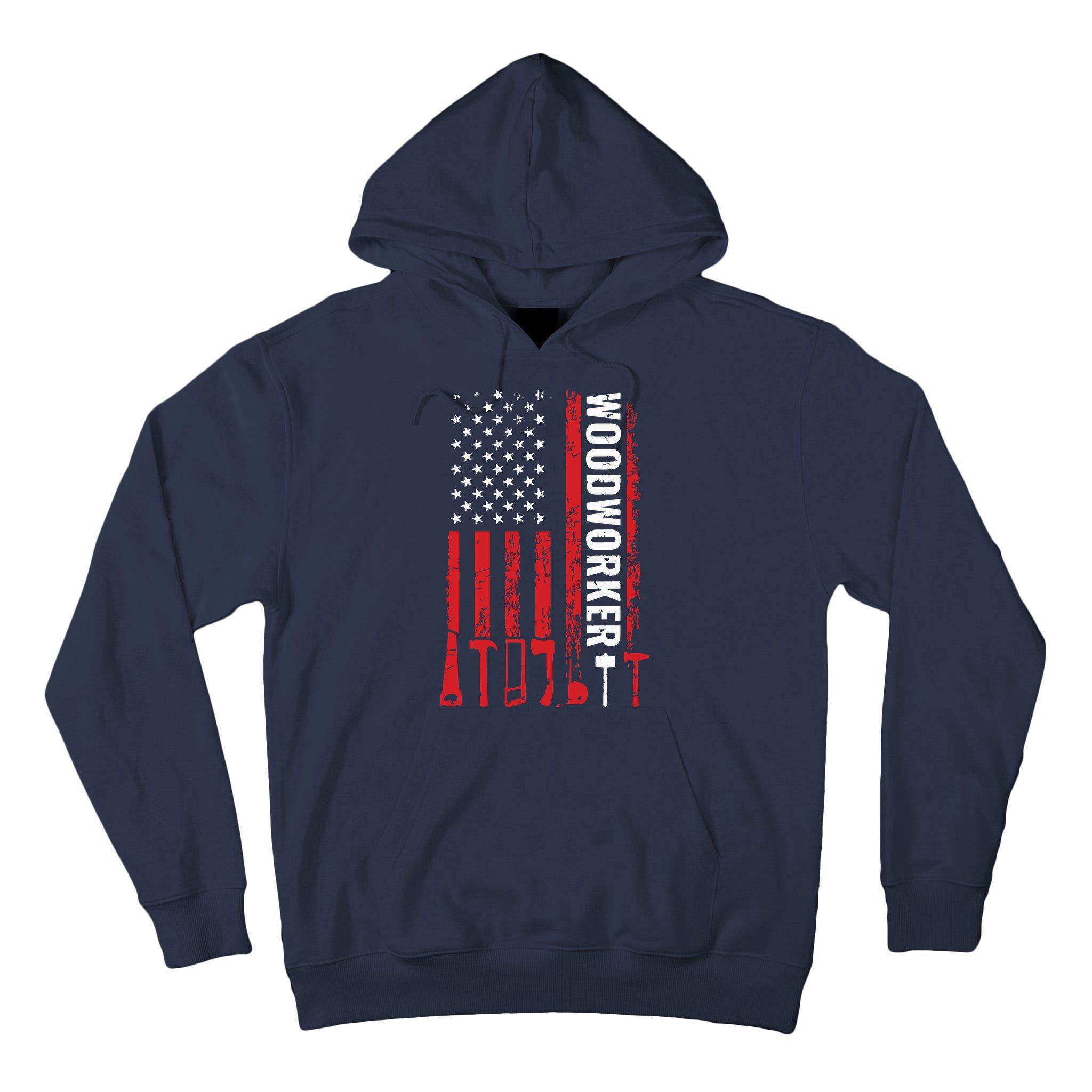 American Flag Woodworker Carpenter Funny Woodworking Tall Hoodie