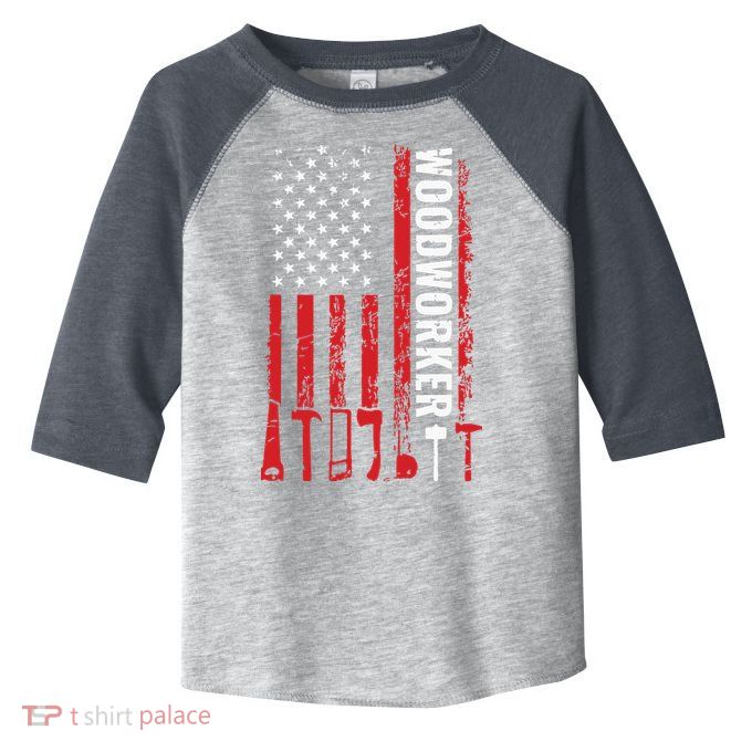 American Flag Woodworker Carpenter Funny Woodworking Toddler Fine Jersey T-Shirt
