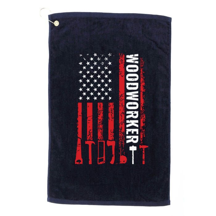 American Flag Woodworker Carpenter Funny Woodworking Platinum Collection Golf Towel