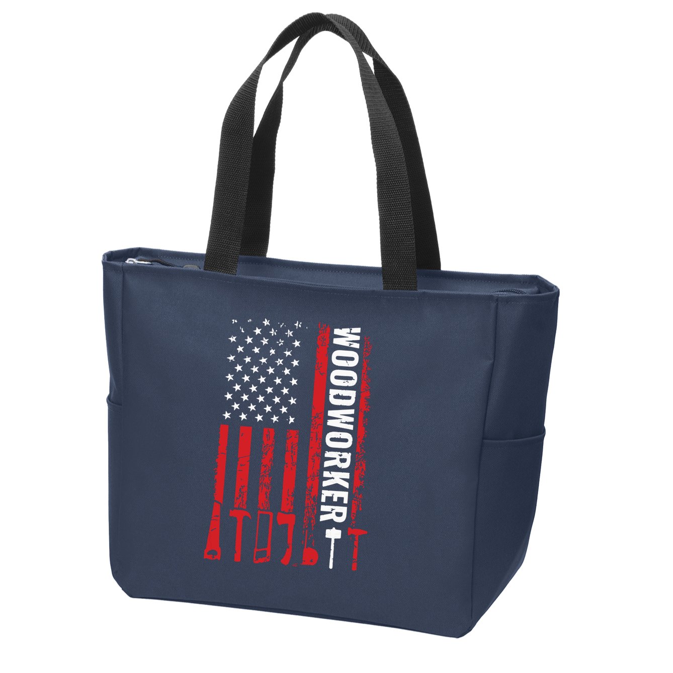 American Flag Woodworker Carpenter Funny Woodworking Zip Tote Bag