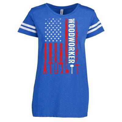 American Flag Woodworker Carpenter Funny Woodworking Enza Ladies Jersey Football T-Shirt