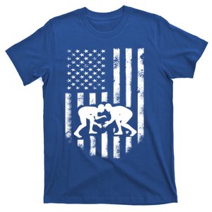 American Flag Wrestling Meaningful Gift Distressed Wrestle Gift Tee T-Shirt