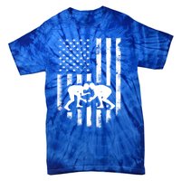 American Flag Wrestling Meaningful Gift Distressed Wrestle Gift Tee Tie-Dye T-Shirt