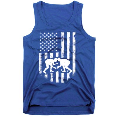 American Flag Wrestling Meaningful Gift Distressed Wrestle Gift Tee Tank Top