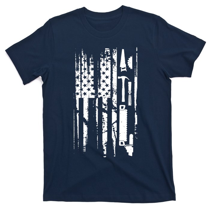 American Flag Woodworking Gift Carpenter Wood Working T-Shirt