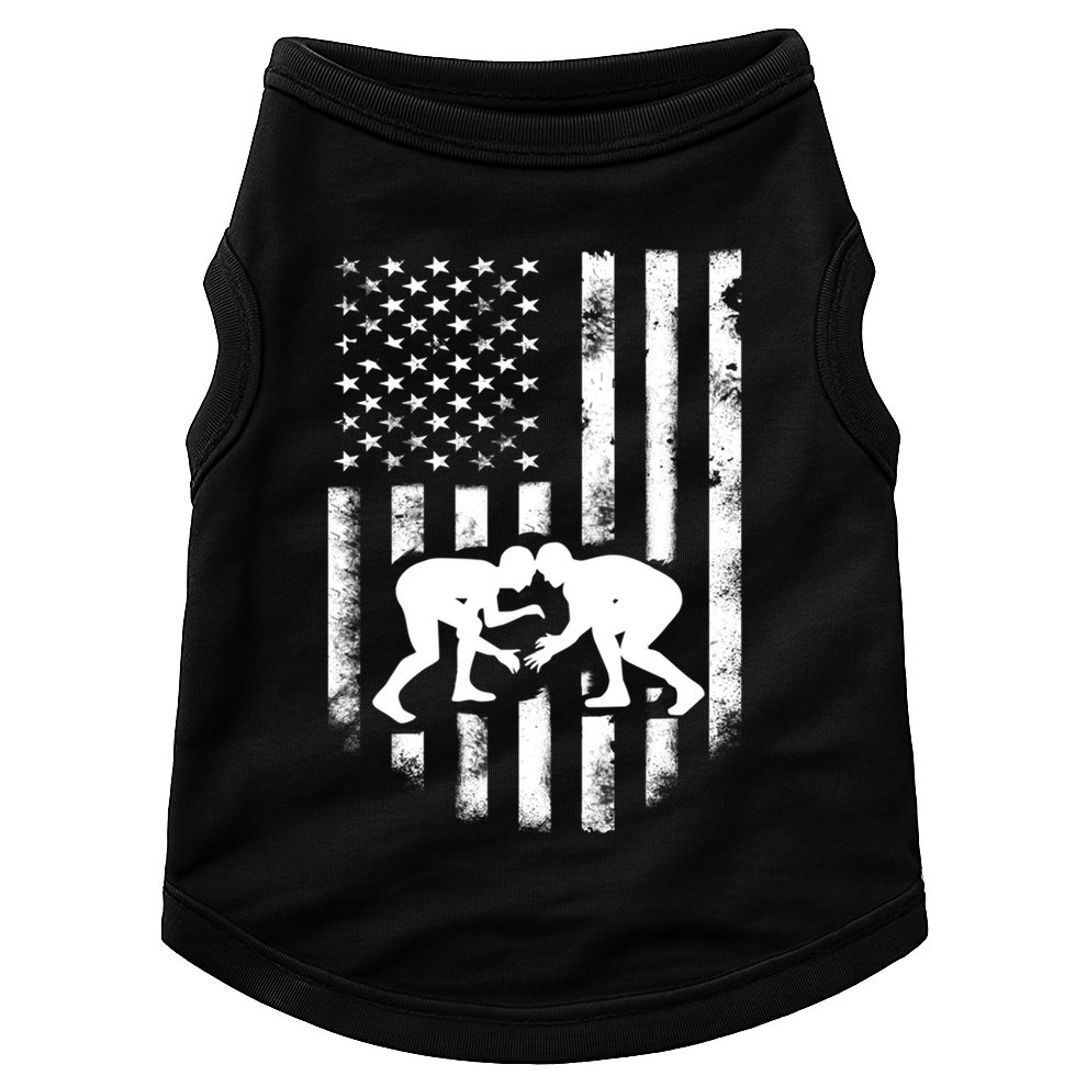 American Flag Wrestling Gift Distressed Wrestle Gift Gift Doggie Tank