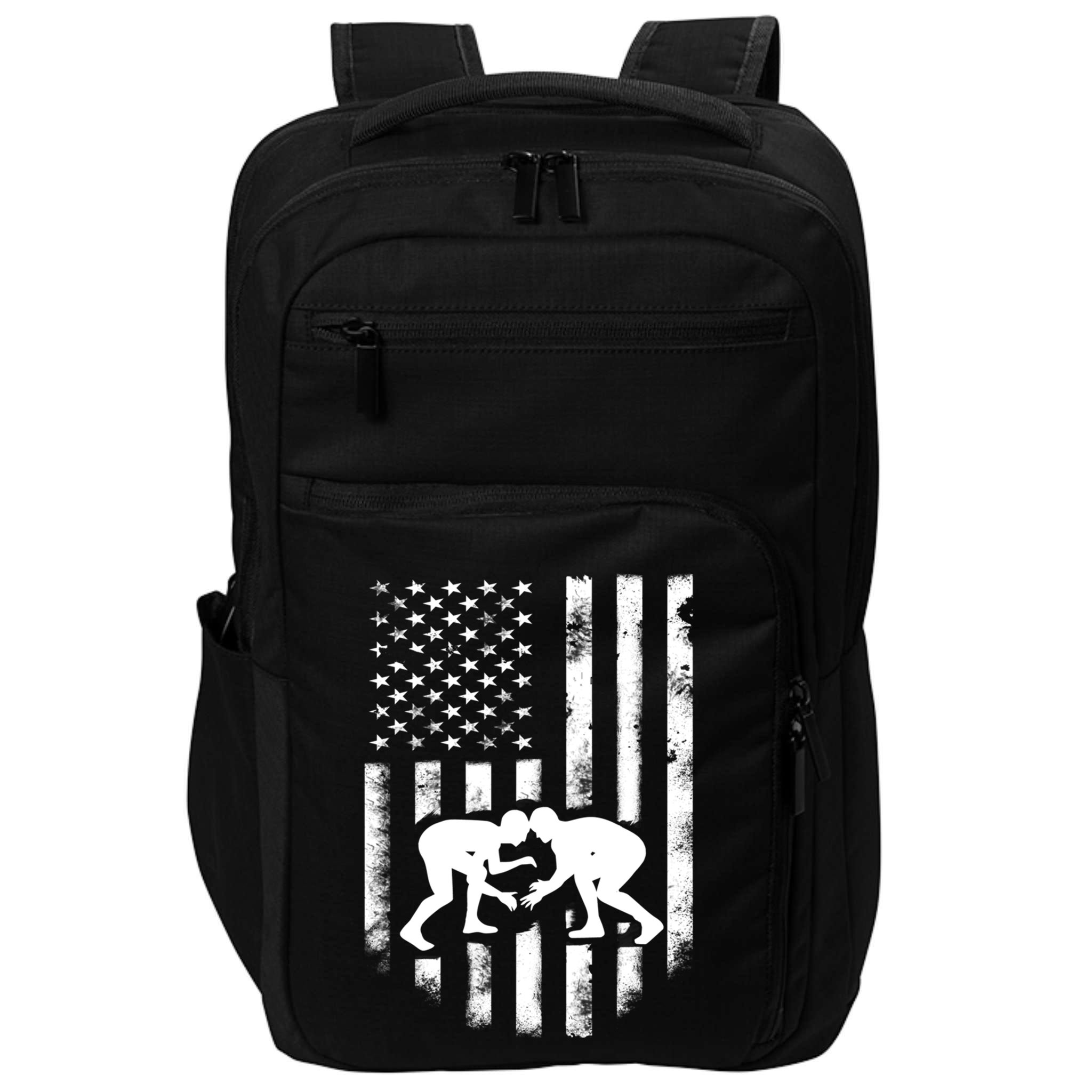 American Flag Wrestling Gift Distressed Wrestle Gift Gift Impact Tech Backpack