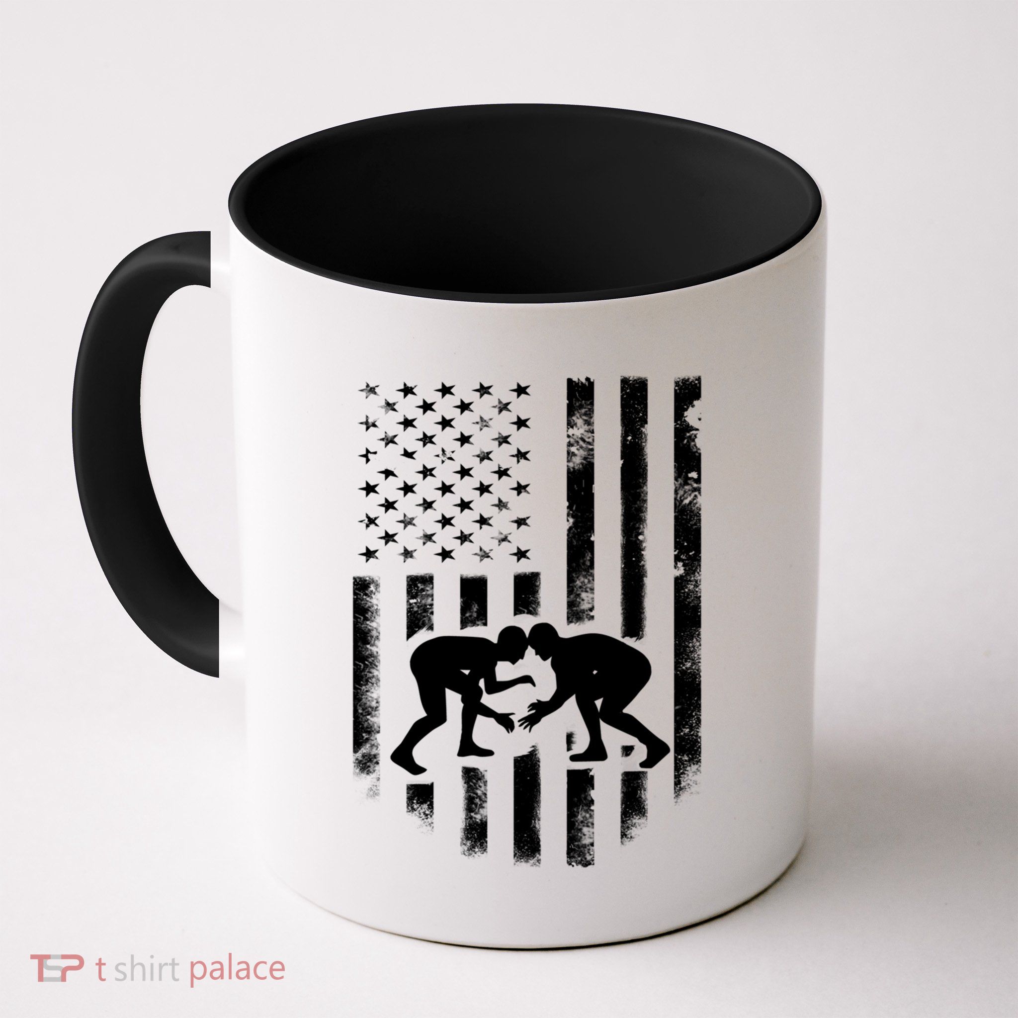 American Flag Wrestling Gift Distressed Wrestle Gift Gift Mug