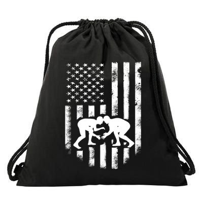 American Flag Wrestling Gift Distressed Wrestle Gift Gift Drawstring Bag