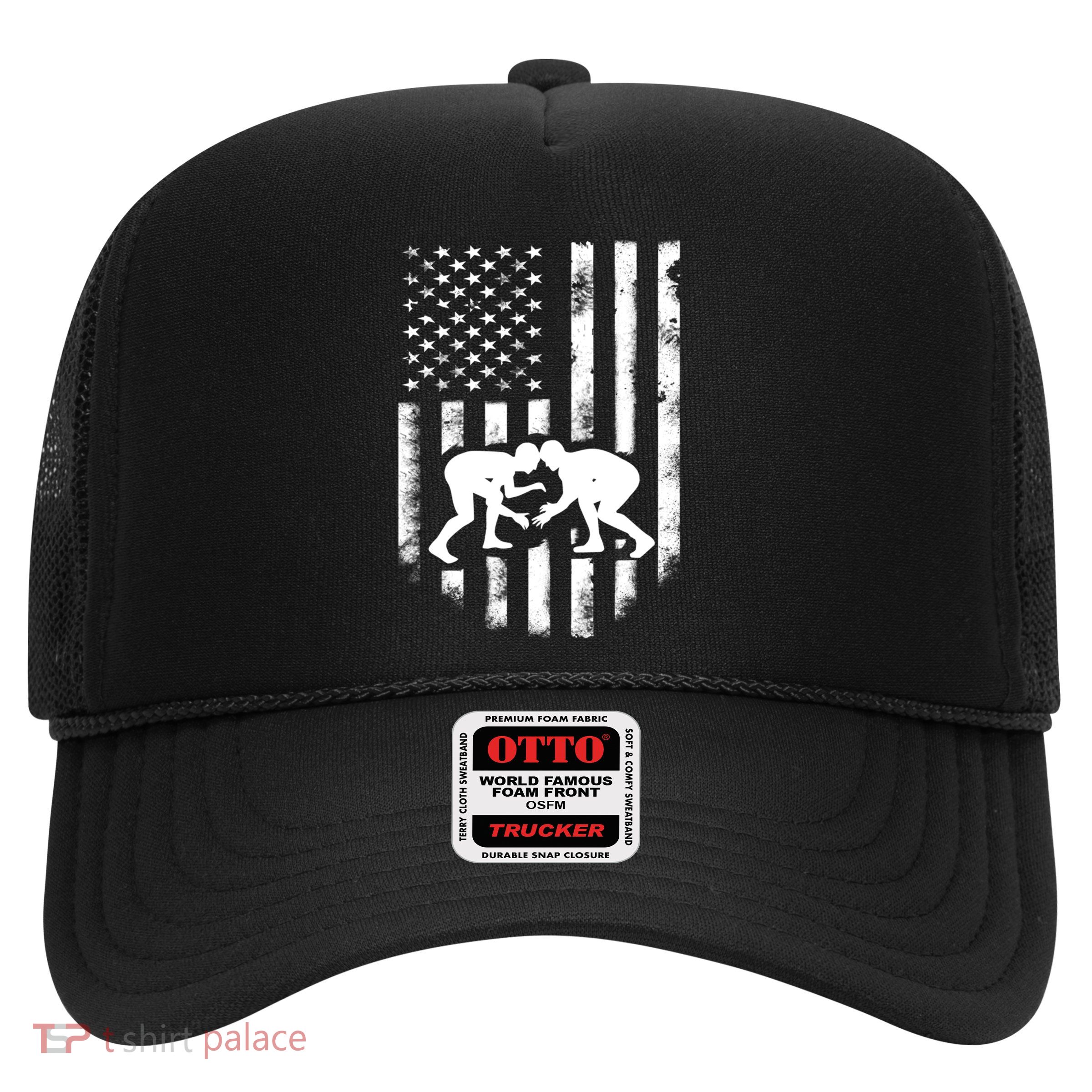 American Flag Wrestling Gift Distressed Wrestle Gift Gift Trucker Hat