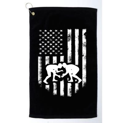 American Flag Wrestling Gift Distressed Wrestle Gift Gift Golf Towel