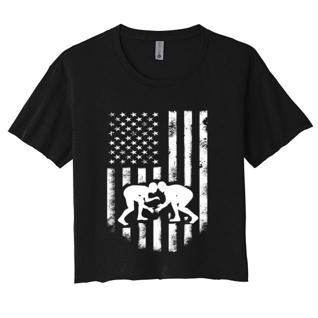 American Flag Wrestling Gift Distressed Wrestle Gift Gift Crop Top