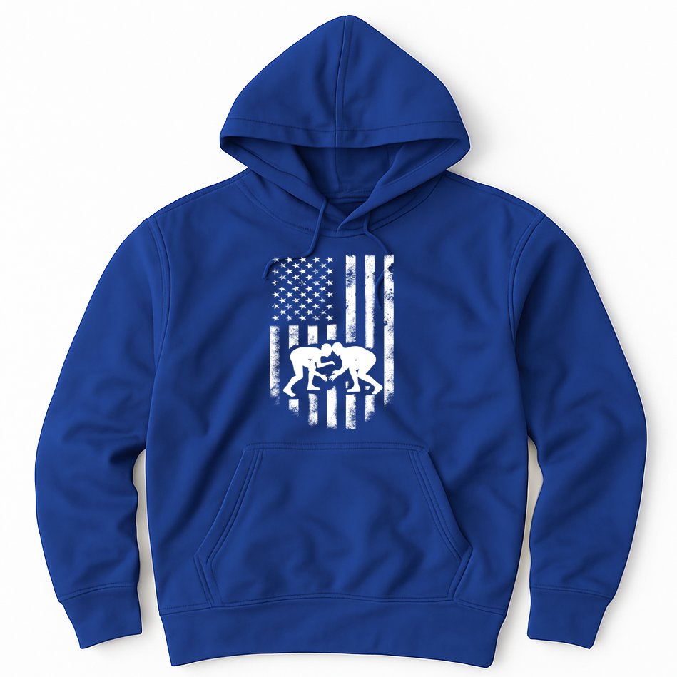 American Flag Wrestling Gift Distressed Wrestle Gift Gift Hoodie