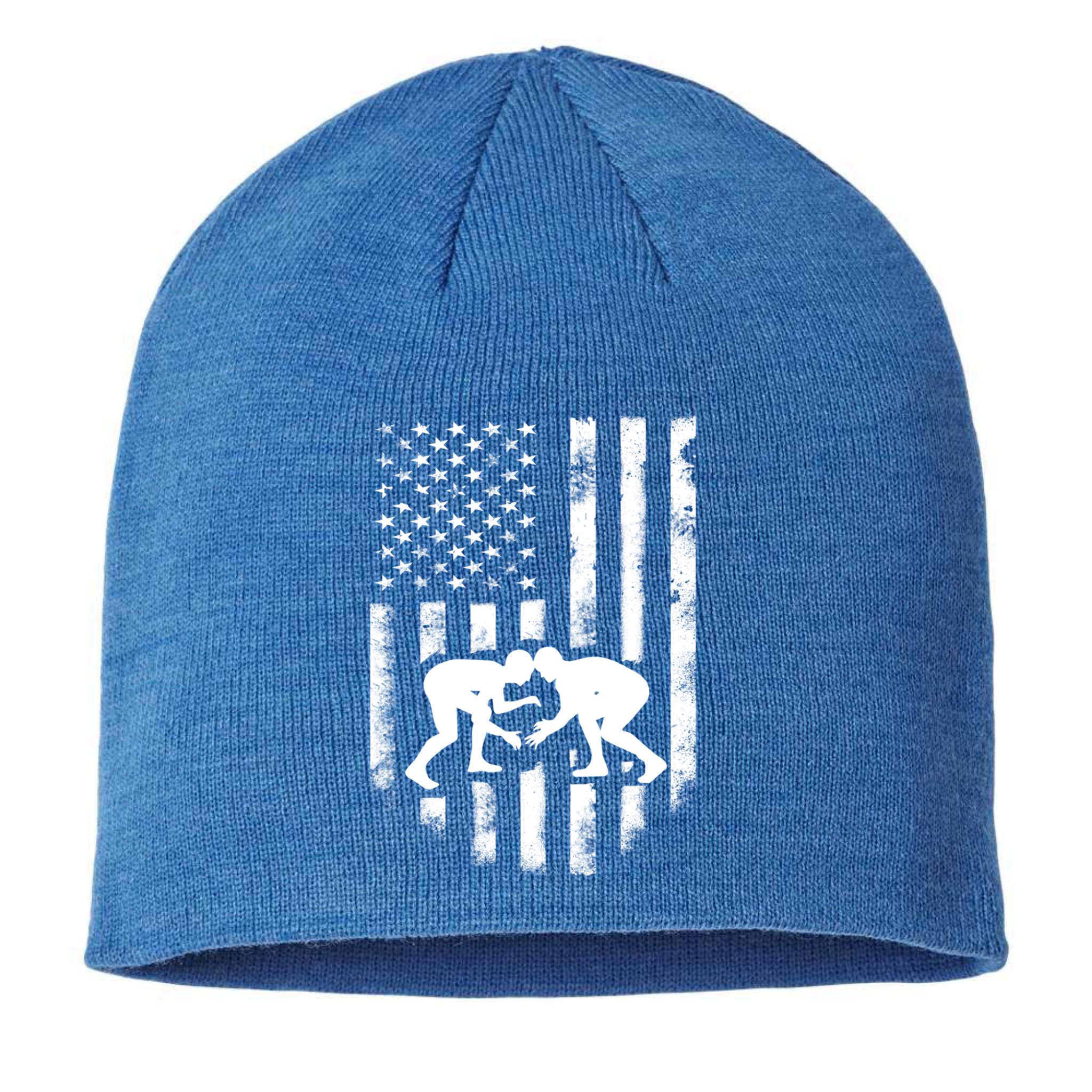 American Flag Wrestling Gift Distressed Wrestle Gift Gift Sustainable Beanie