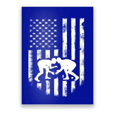 American Flag Wrestling Gift Distressed Wrestle Gift Gift Poster