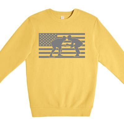 American Flag Wrestling Apparel  Wrestling  Premium Crewneck Sweatshirt