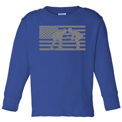 American Flag Wrestling Apparel  Wrestling  Toddler Long Sleeve Shirt