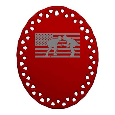 American Flag Wrestling Apparel  Wrestling  Ceramic Oval Ornament