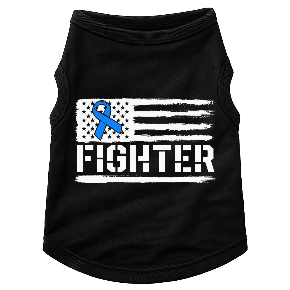 ALS Fighter Warrior Blue American Flag Awareness Ribbon Doggie Tank