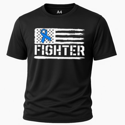 ALS Fighter Warrior Blue American Flag Awareness Ribbon Performance Shirt