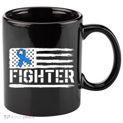 ALS Fighter Warrior Blue American Flag Awareness Ribbon 11oz C Handle Ceramic Mug