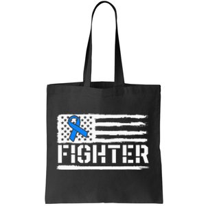 ALS Fighter Warrior Blue American Flag Awareness Ribbon Tote Bag