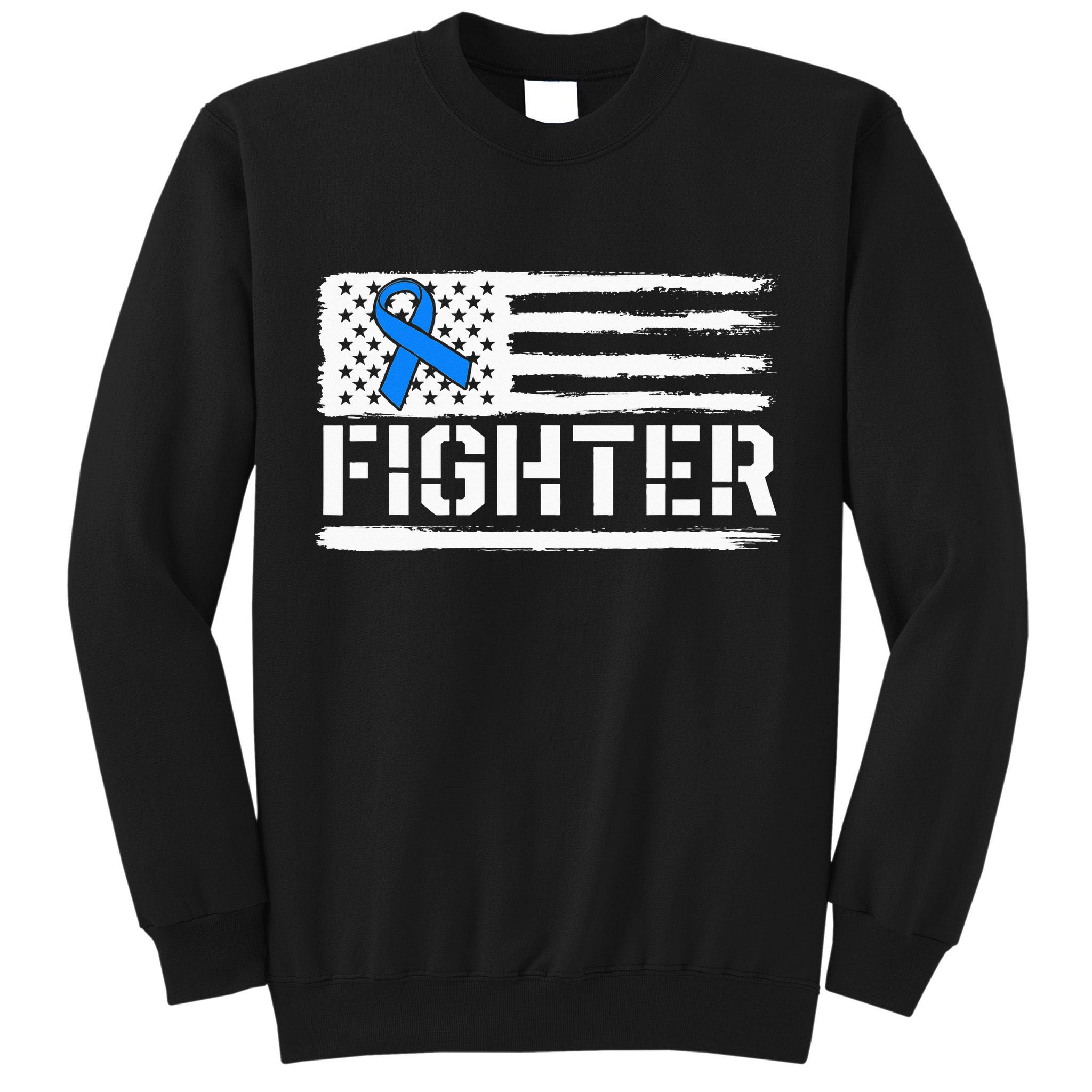 ALS Fighter Warrior Blue American Flag Awareness Ribbon Tall Sweatshirt