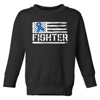 ALS Fighter Warrior Blue American Flag Awareness Ribbon Toddler Sweatshirt