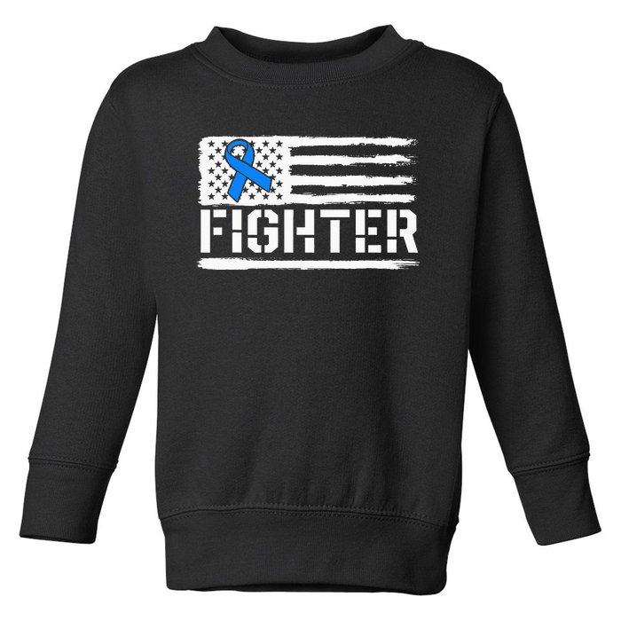 ALS Fighter Warrior Blue American Flag Awareness Ribbon Toddler Sweatshirt