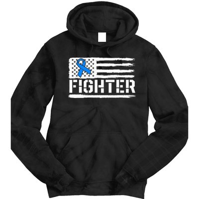 ALS Fighter Warrior Blue American Flag Awareness Ribbon Tie Dye Hoodie