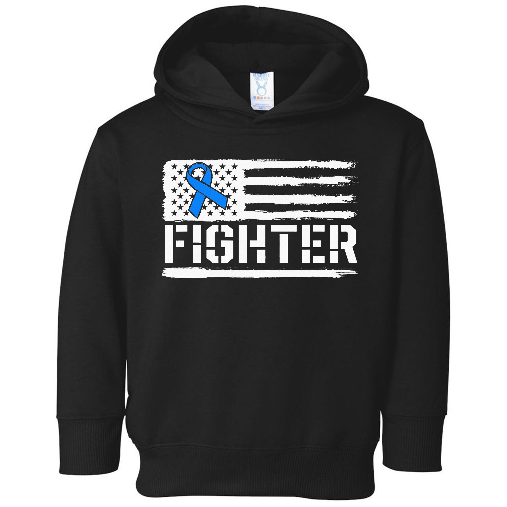 ALS Fighter Warrior Blue American Flag Awareness Ribbon Toddler Hoodie
