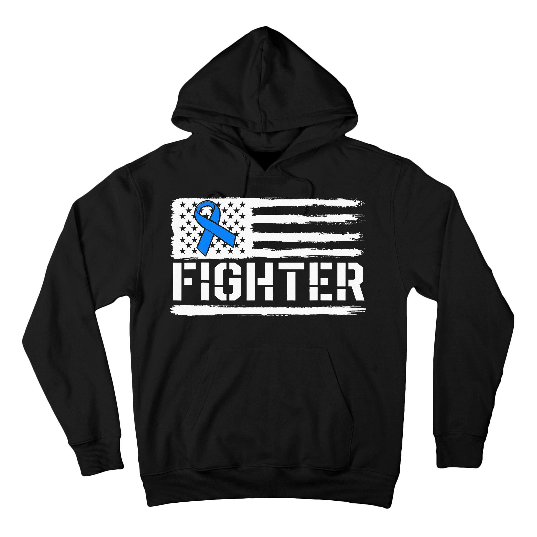 ALS Fighter Warrior Blue American Flag Awareness Ribbon Tall Hoodie