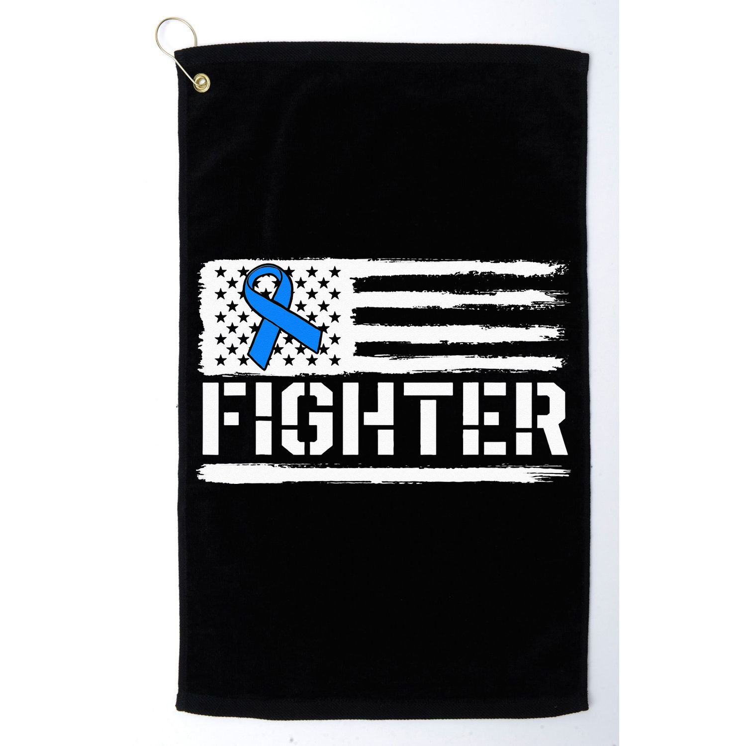 ALS Fighter Warrior Blue American Flag Awareness Ribbon Golf Towel
