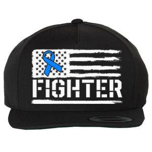 ALS Fighter Warrior Blue American Flag Awareness Ribbon Wool Snapback Cap