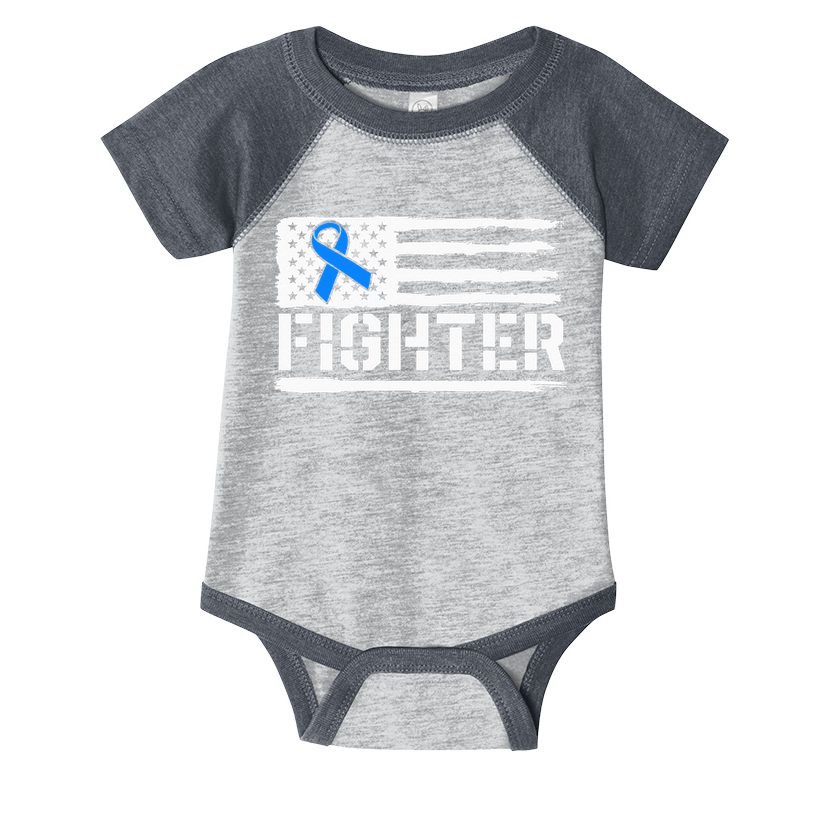 ALS Fighter Warrior Blue American Flag Awareness Ribbon Infant Baby Jersey Bodysuit