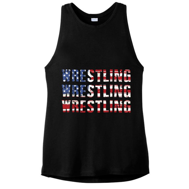 American Flag Wrestling USA Flag Wrestling Ladies PosiCharge Tri-Blend Wicking Tank