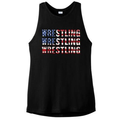 American Flag Wrestling USA Flag Wrestling Ladies PosiCharge Tri-Blend Wicking Tank