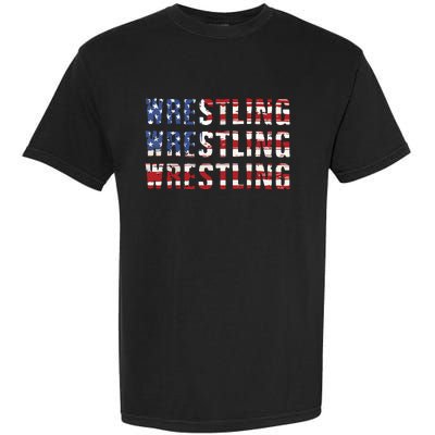 American Flag Wrestling USA Flag Wrestling Garment-Dyed Heavyweight T-Shirt