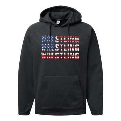 American Flag Wrestling USA Flag Wrestling Performance Fleece Hoodie