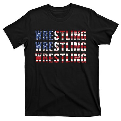 American Flag Wrestling USA Flag Wrestling T-Shirt