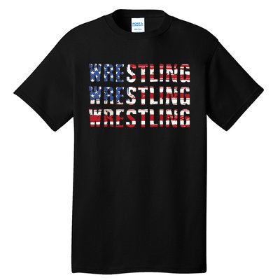 American Flag Wrestling USA Flag Wrestling Tall T-Shirt