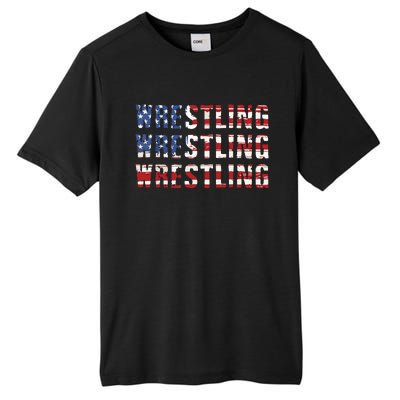 American Flag Wrestling USA Flag Wrestling Tall Fusion ChromaSoft Performance T-Shirt